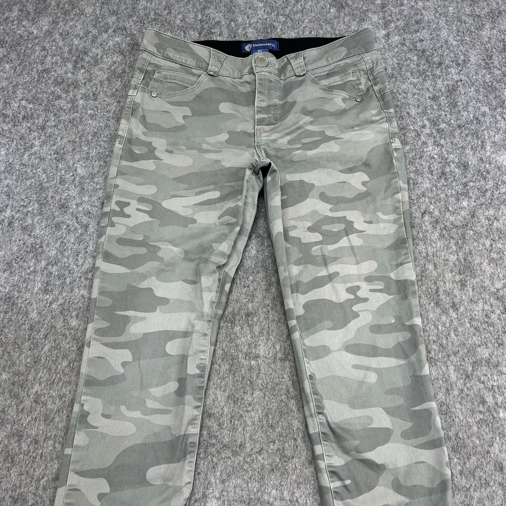 Democracy Ab Solution Jeans Womens 10 Green Camo Mid Rise Skinny Stretch 32x25 - Picture 6 of 16